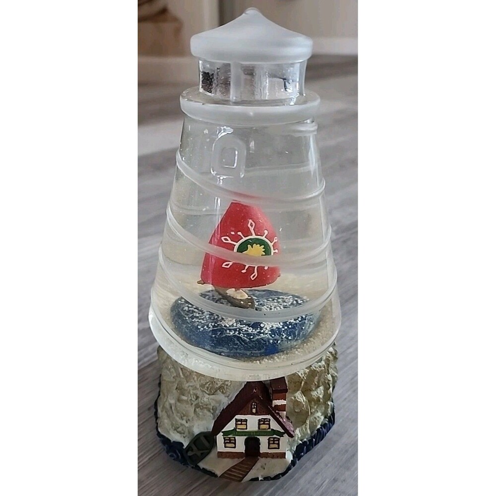 Mr Christmas Lighthouse Boat Snow Globe Music Works No Box Vintage